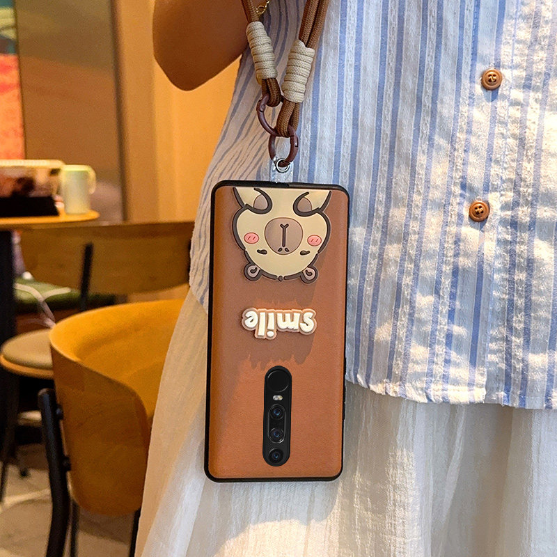 适用华为mateRS保时捷手机壳高级感棕水豚手提编织绳女款手机套个性时尚ins风奢华简约超薄全包防摔保护套