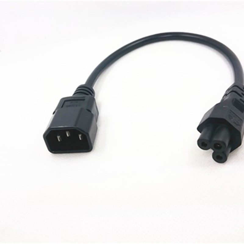 C14-C5品字尾转梅花尾电源转换线 C14转C5短线 0.3米白色认证纯铜