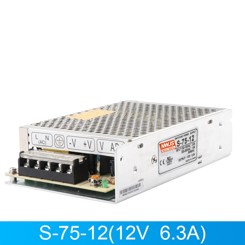 明伟75W单组开关电源型号S-75-24V3.2 12V6.3A 15V5A 5V15A等电压