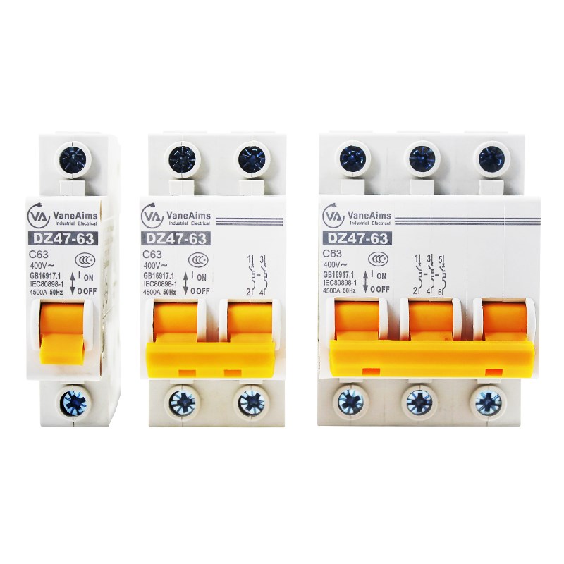 断路器DZ47-63空气开关 空开1P 2P 3P 4P家用保护器63A 40A32A16A