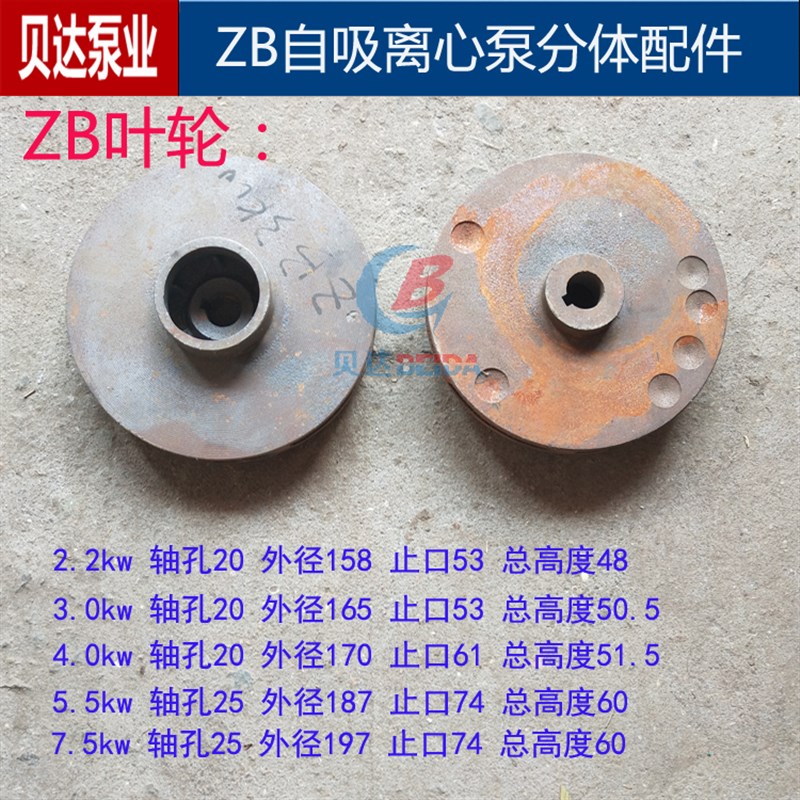 BZ/ZB/ZW自吸离心泵叶轮排污泵叶子加强泵水叶水泵配件铸铁