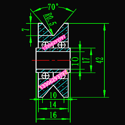 导向双列球精密V型槽滑轮轴承内径10mmn外径42mm外圈14mm内圈16mm