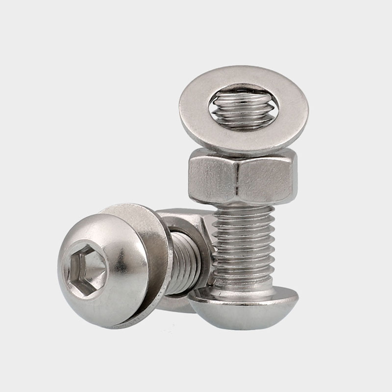 M2M3bM4M5-M12 304不锈钢圆头内六角螺丝钉盘头螺母栓套装组合大