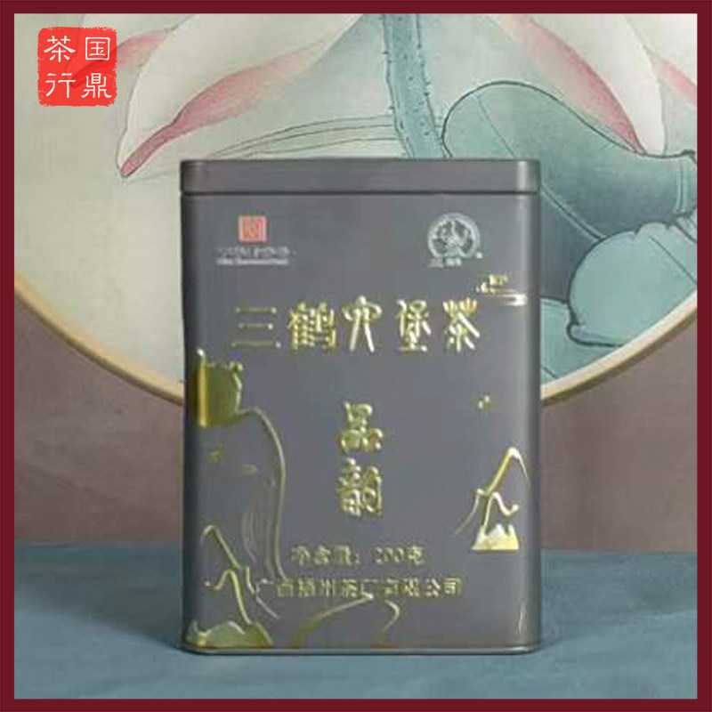 广西六堡茶梧州三鹤品韵罐装六堡茶200克三级茶厂特产窖藏黑茶