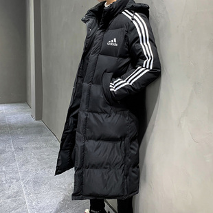 长款过膝羽绒服男女装冬加厚保暖韩版东大门中长款中戏三条杠外套