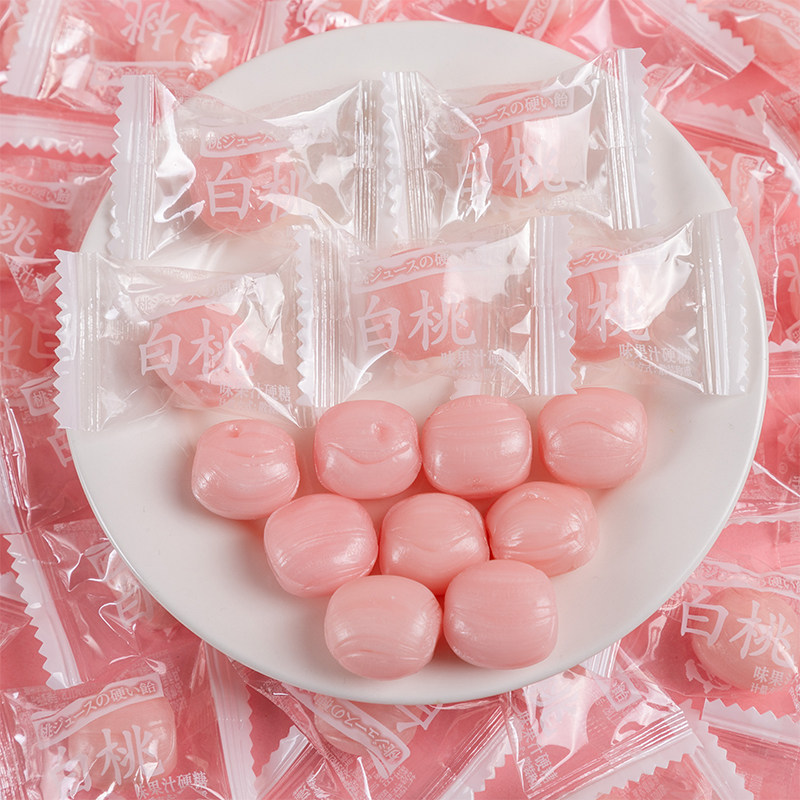 宏源糖果白桃味硬糖水果糖喜糖批发结婚专用网红爆款糖果零食小吃