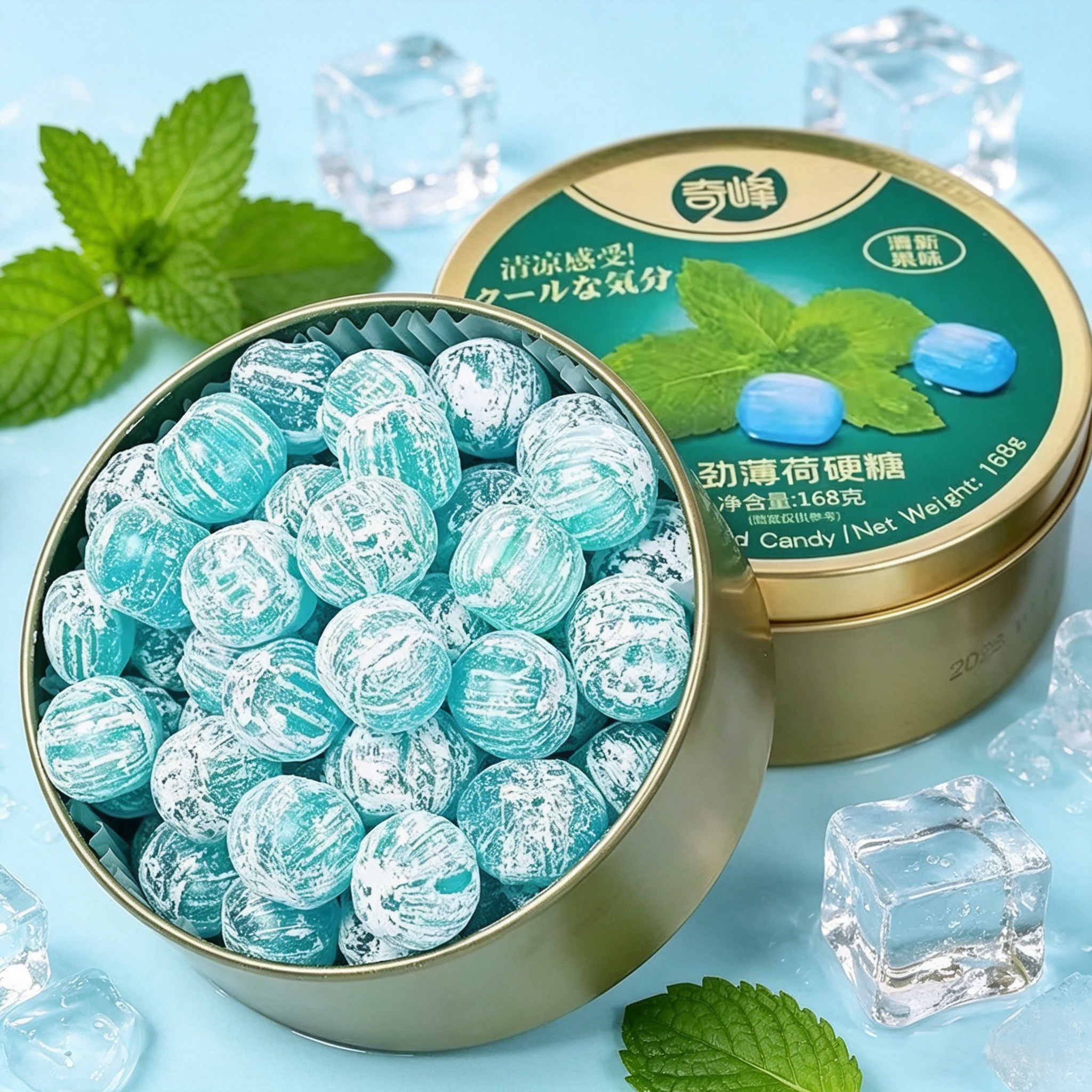 奇峰强劲薄荷糖清新口气老式清凉非提神网红爆款解馋糖果零食批发 - 实物图
