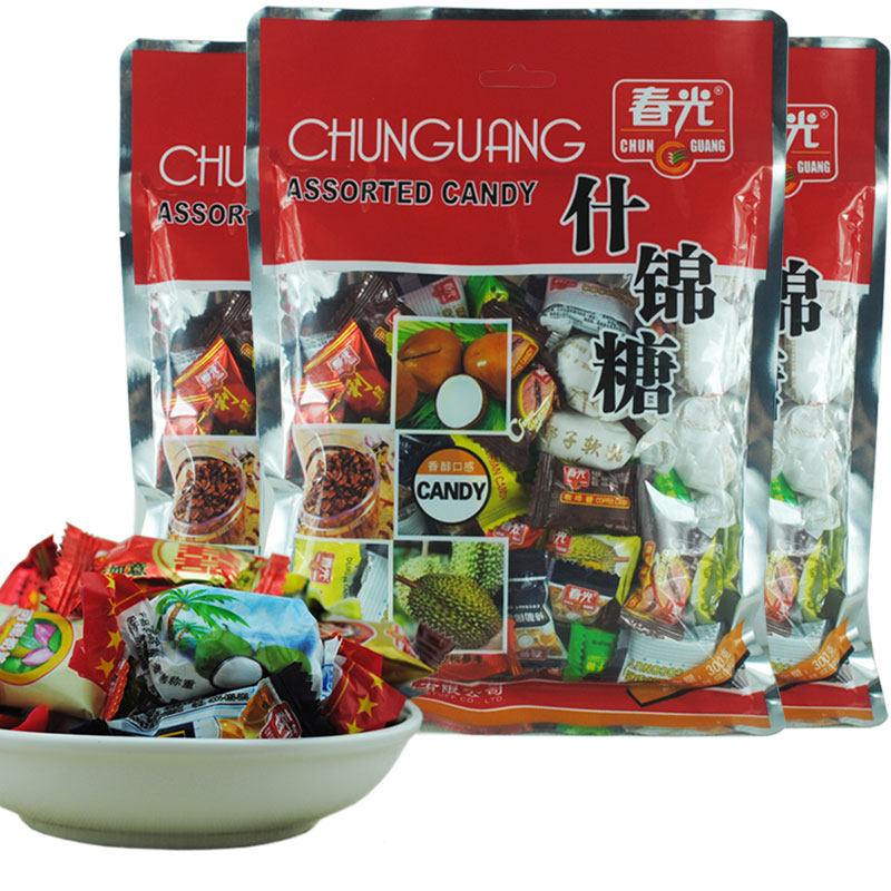 海南特产 春光什锦糖300克X3袋 各种糖果零食软糖 多种口味随心搭