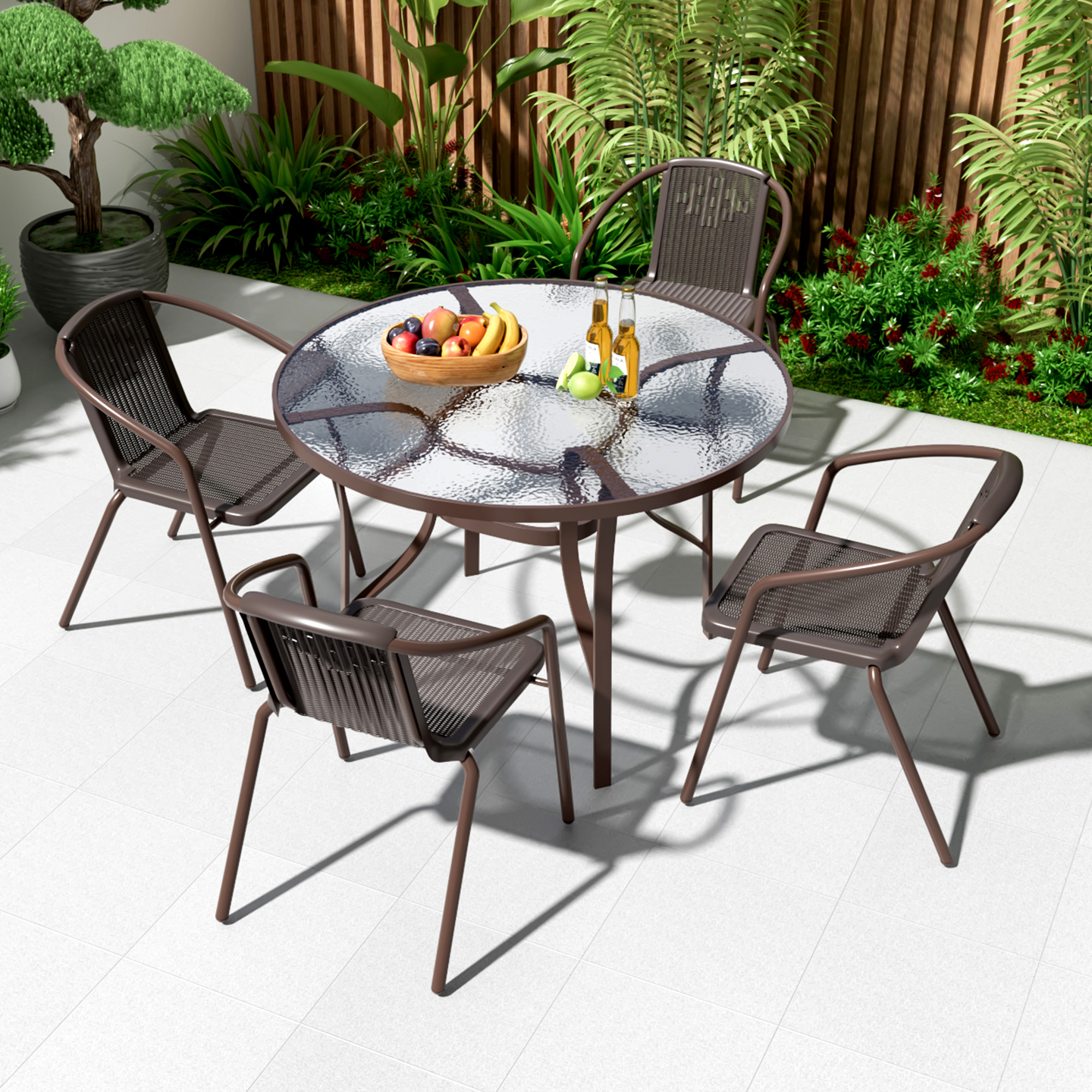 户外桌椅组合庭院室外阳台休闲茶桌椅套装露天台铁艺餐桌花园藤椅