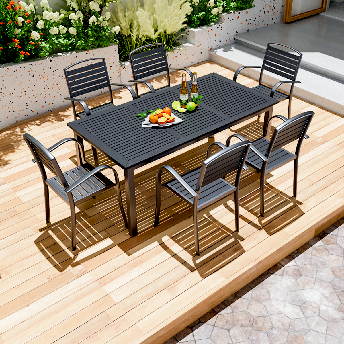 户外桌椅组合塑木材质防水防晒