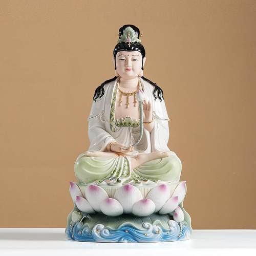 陶瓷佛像观音地XAE藏王菩萨释迦牟佛尼勒佛彩摆绘工艺品居家弥供