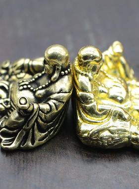 复古铜器纯铜弥勒佛小号摆件铜笑佛布袋佛大肚佛铜像桌面佛像摆件