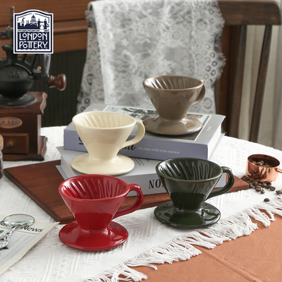 V型陶瓷手冲咖啡滤杯螺纹