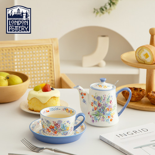 LondonPottery原野英式下午茶壶陶瓷咖啡杯碟花茶轻奢雅致带滤网