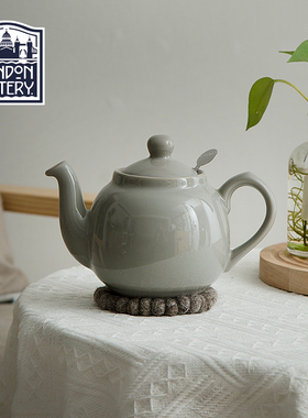 LondonPottery田园伦敦灰英式陶瓷茶壶花茶壶泡茶壶带茶漏下午茶