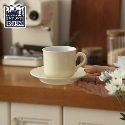 London Pottery 米色英式田园陶瓷杯碟套装轻奢下午茶咖啡杯碟