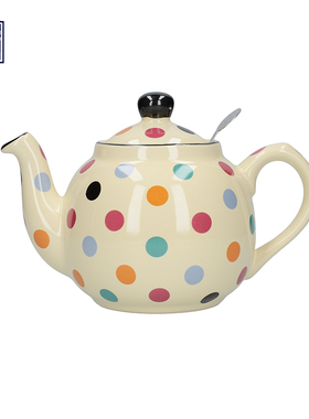 London Pottery米色波点田园英式陶瓷花茶壶咖啡壶带茶漏下午茶