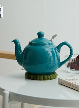 LondonPottery蓝绿色田园英国茶壶陶瓷泡茶壶茶具带滤网礼物600ml