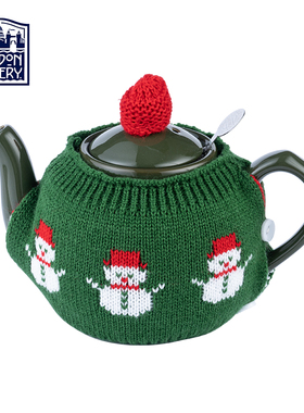 LondonPottery 茶壶毛线壶套绿色腈纶针织衣套子可爱精致圣诞礼物