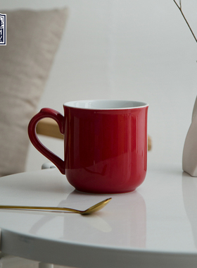 LondonPottery田园红色马克杯陶瓷水杯下午茶办公室咖啡杯礼物