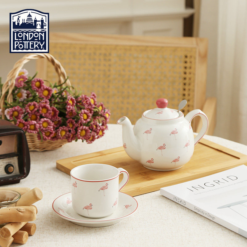 London Pottery 火烈鸟英式陶瓷动物系列茶壶含滤网高颜值花茶壶