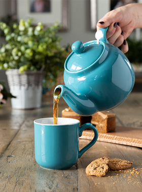 London Pottery田园系列1200ml蓝绿色英式茶壶高颜值带滤网泡茶壶