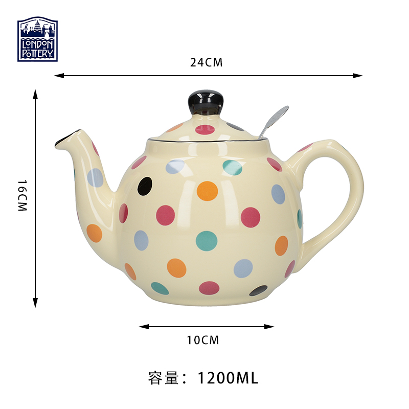 田园米色彩点茶壶陶瓷