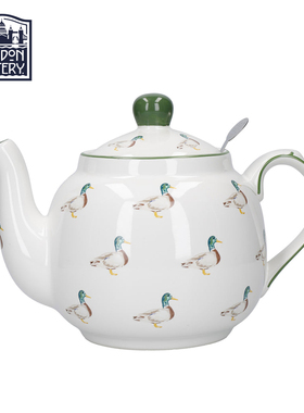 LondonPottery田园鸭鸭茶壶带滤网英式下午茶陶瓷茶壶1200ml茶壶
