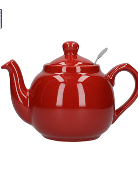 London Pottery红色茶壶田园英式陶瓷花茶壶咖啡壶带茶漏子时当归