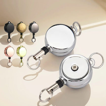 Metal easy to pull keychain anti loss cab telescopic hanging