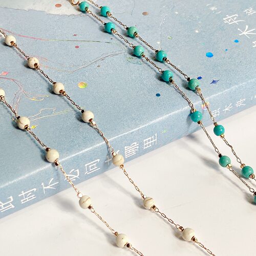 Blue green turquoise bead glasses chain glasses rope neck