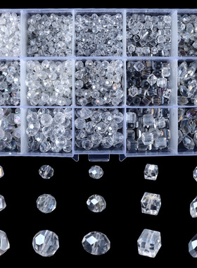 15 grid electroplated AB crystal glass bead set  DIY