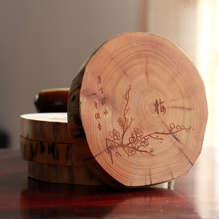 mat insulation Carved cup lotus leaf wooden tea table