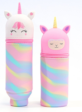 Cute animal silicone pencil case, student pen holder bag