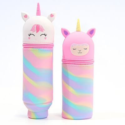 Cute animal silicone pencil case, student pen holder bag