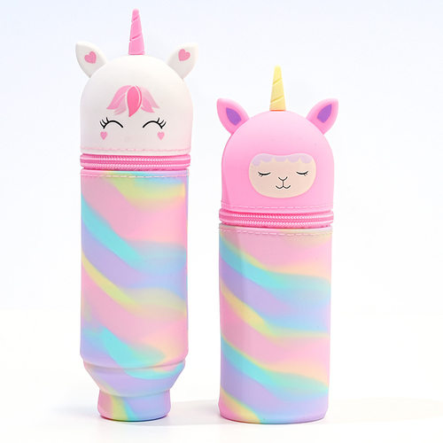 Cute animal silicone pencil case, student pen holder bag