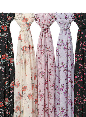 Popular pearl chiffon printed long scarf Indonesian  scarf