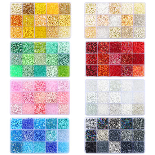 Grid Glass Rice Beads Beaet Box For DIY  Necklace Bracelet
