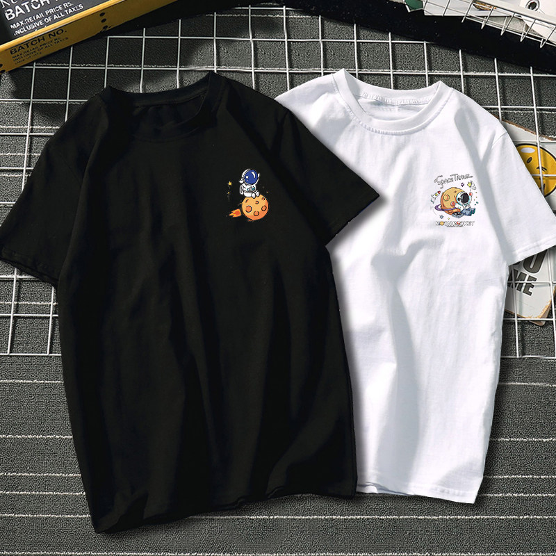 2023新款夏季nasa联名ins潮牌情侣纯棉女男短袖宇航员太空人t恤潮