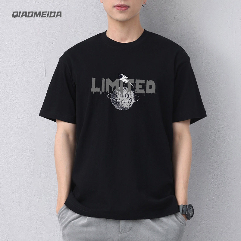 2023新款纯棉短袖宇航员太空人t恤男夏季百搭休闲航天员体恤潮流