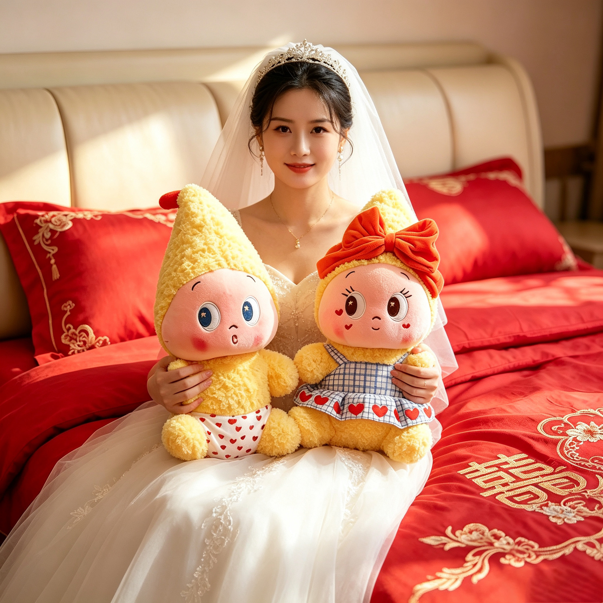 结婚压床娃娃一对陪嫁抱枕毛绒玩具可爱星星人玩偶送闺蜜新婚礼物图片