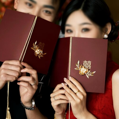 结婚誓言卡一对中式婚礼高级感