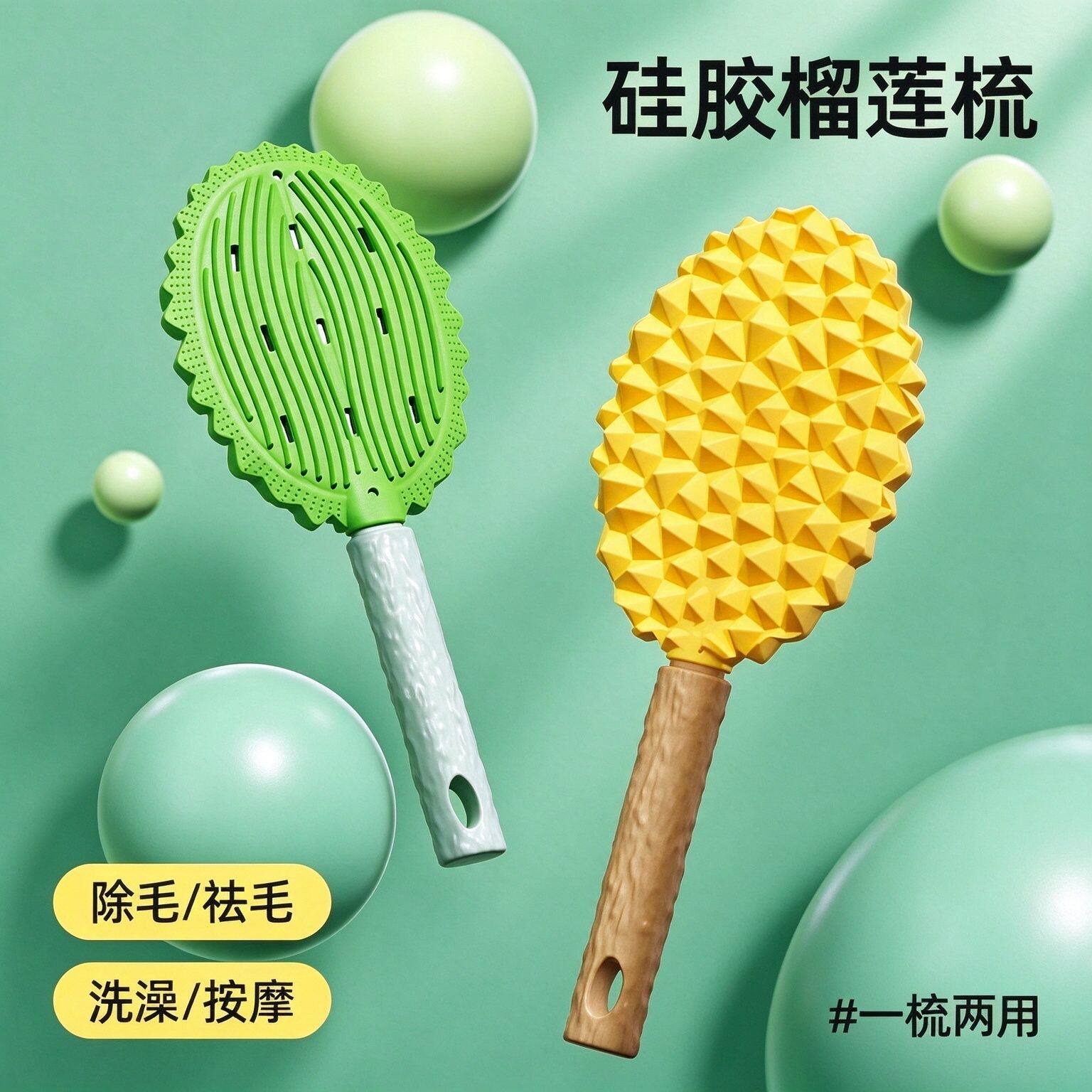宠物榴莲按摩梳猫咪去浮毛梳猫毛清理器刷毛梳子多功能刮毛器毛刷