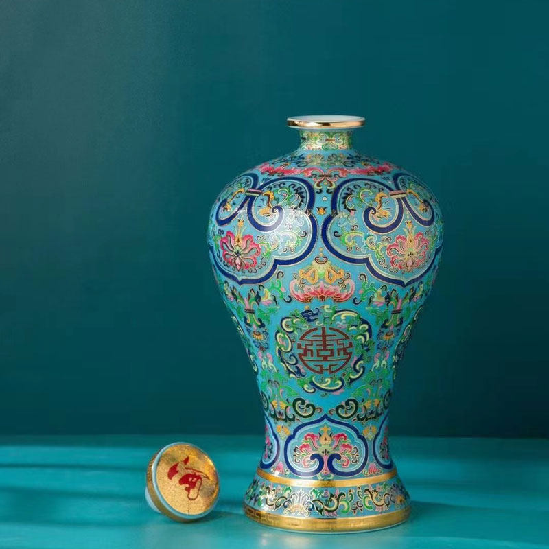 景德镇陶瓷酒瓶5斤珐琅彩梅瓶