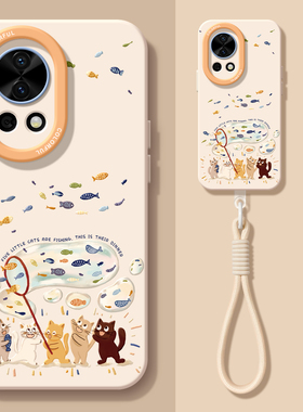 适用华为nova14手机壳女款nova13pro保护套全包nova12硅胶9防摔8磨砂7se活力版6捕鱼11油画ultra猫咪hi软外壳