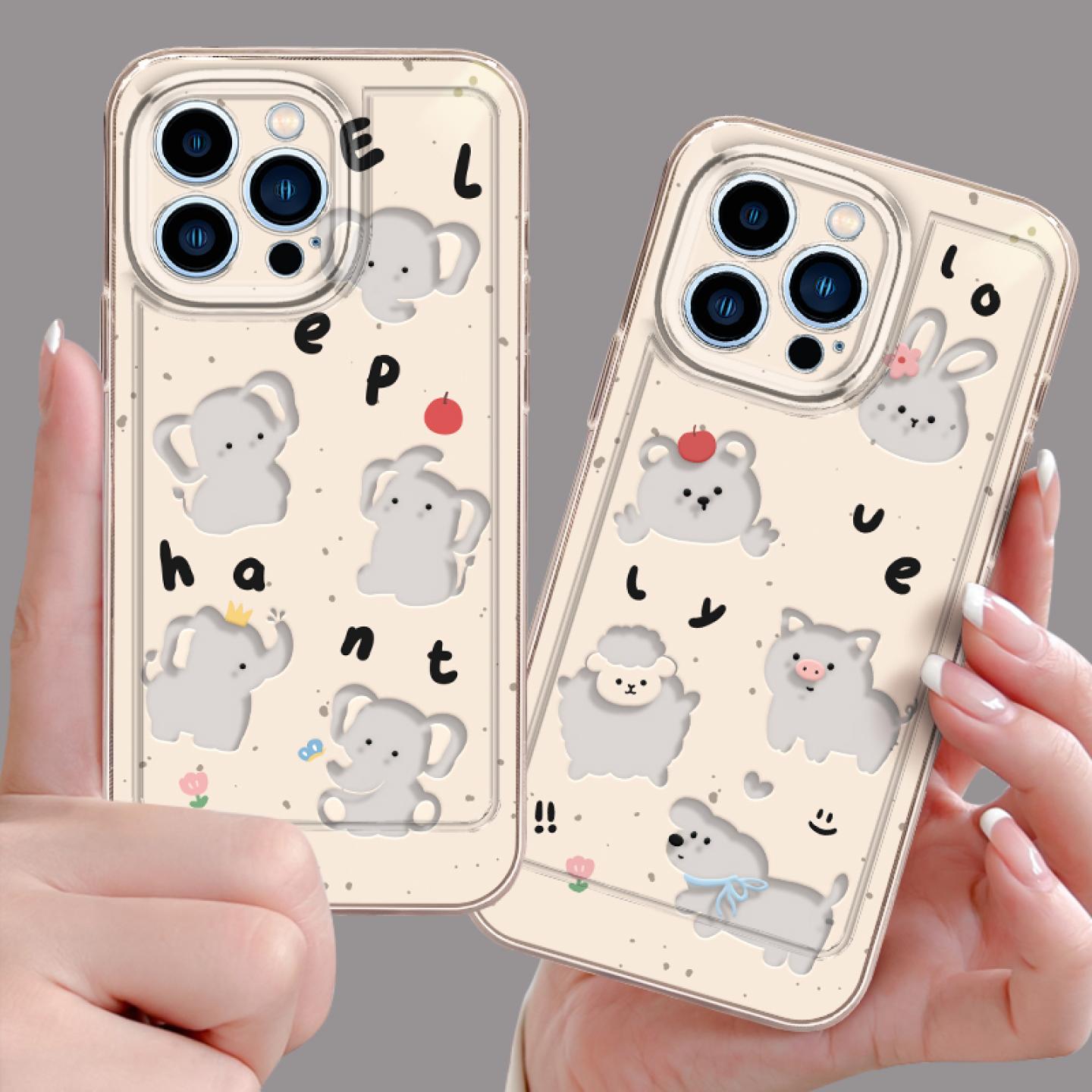 适用苹果18手机壳女款iphone17pro保护套15mini全包13防摔14/11/xs软外壳7plus硅胶8透明6s可爱16小象max卡通