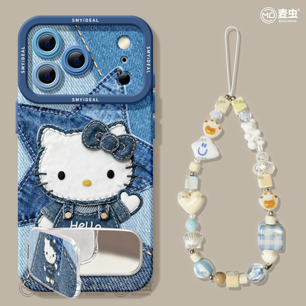 适用苹果17手机壳女款iphone16pro保护套13mini全包14防摔11/12/xs软外壳7plus硅胶8高级15好看se牛仔KT猫max