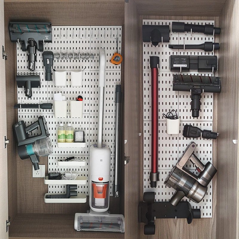洞洞板适用戴森吸尘器收纳架通用款挂墙置物架免打孔工具挂架隔板