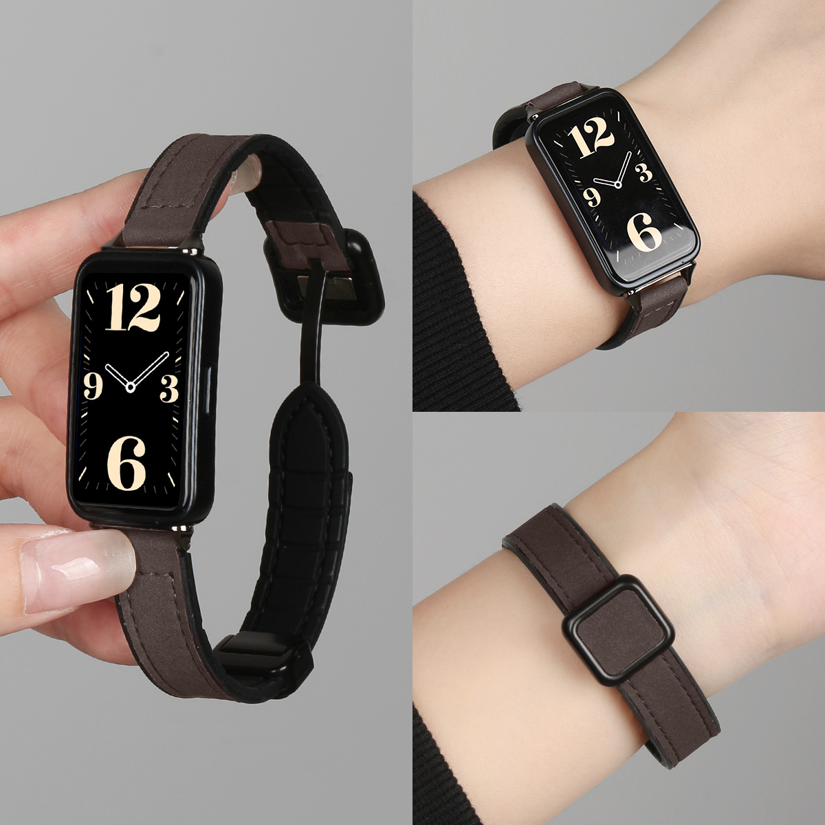 秋冬高级感新款疯马皮磁吸表带