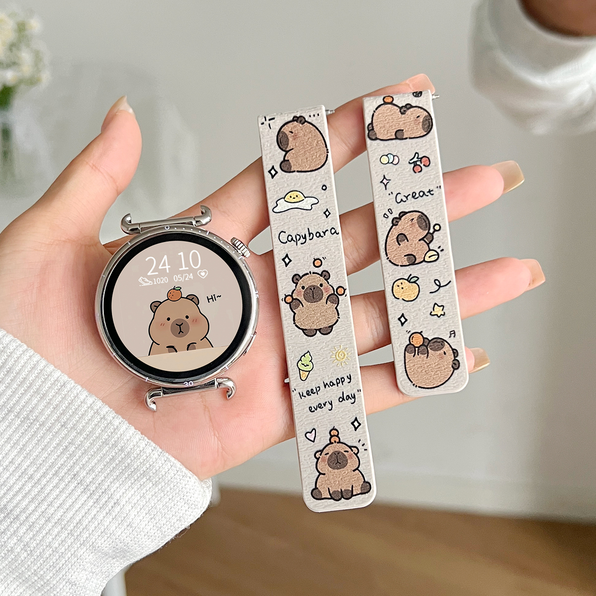 GT6手表荔枝纹硅胶磁吸印花表带